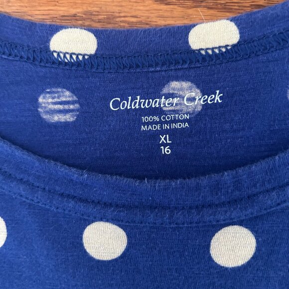 Coldwater Creek Blue Polka Dot 3/4 Sleeve Tunic Tee Size XL Size 16 - Picture 5 of 16